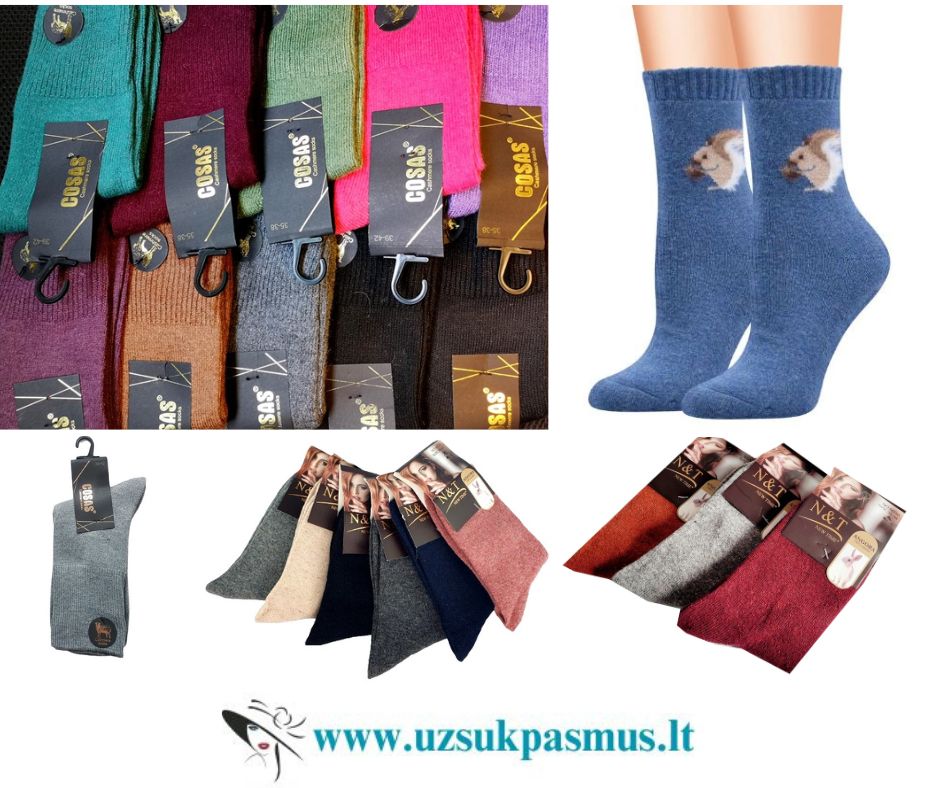 Kojinės su merino, kupranugario, alpakos vilna moteriškos ir vyriškos